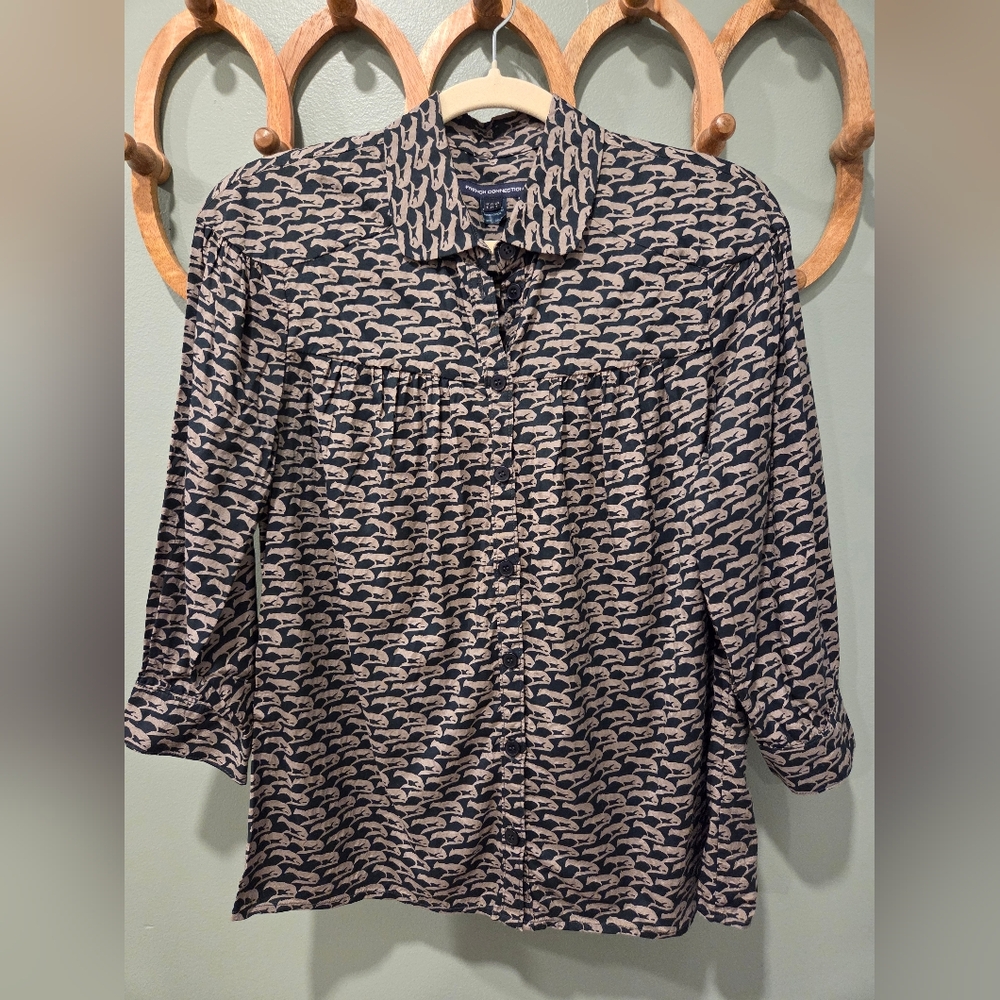 French Connection Fox Pattern Blouse - Picture 2 of 7